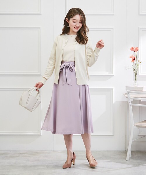 couture brooch（クチュールブローチ）の「◆【オフィスカジュアル・通勤にも】ネオシャンブルラップ風スカート（スカート・レディース・サックスブルー/ブラウン系その他/ネイビー/ライトパープル・42/36/38/40）」の12枚目の写真