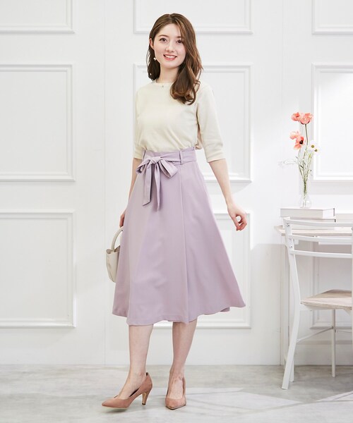 couture brooch（クチュールブローチ）の「◆【オフィスカジュアル・通勤にも】ネオシャンブルラップ風スカート（スカート・レディース・サックスブルー/ブラウン系その他/ネイビー/ライトパープル・42/36/38/40）」の13枚目の写真