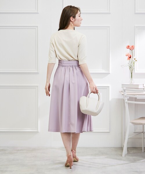 couture brooch（クチュールブローチ）の「◆【オフィスカジュアル・通勤にも】ネオシャンブルラップ風スカート（スカート・レディース・サックスブルー/ブラウン系その他/ネイビー/ライトパープル・42/36/38/40）」の16枚目の写真