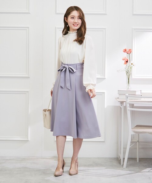 couture brooch（クチュールブローチ）の「◆【オフィスカジュアル・通勤にも】ネオシャンブルラップ風スカート（スカート・レディース・サックスブルー/ブラウン系その他/ネイビー/ライトパープル・42/36/38/40）」の21枚目の写真