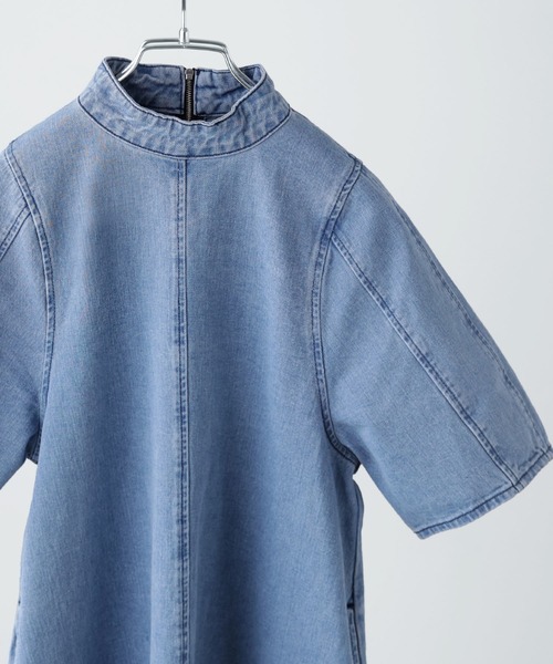 etoll.(エトル)の「60-70s風デニムミニワンピース(ワンピース・レディース・チャコールグレー/ライトブルー・M)」の21枚目の写真