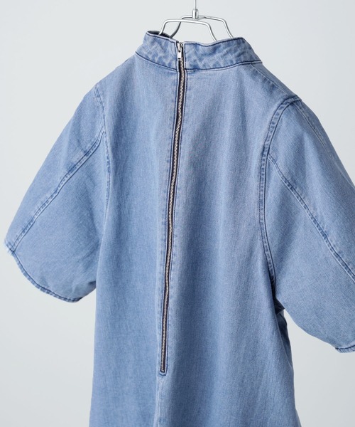 etoll.(エトル)の「60-70s風デニムミニワンピース(ワンピース・レディース・チャコールグレー/ライトブルー・M)」の18枚目の写真