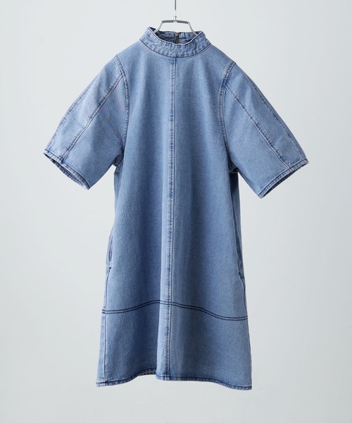 etoll.(エトル)の「60-70s風デニムミニワンピース(ワンピース・レディース・チャコールグレー/ライトブルー・M)」の12枚目の写真