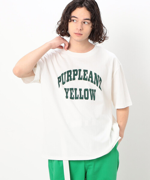 Purple&Yellow(パープルアンドイエロー)の「ロゴプリント ワイド半袖Tシャツ(Tシャツ/カットソー・メンズ・マルチ/ブラック/グリーン/ホワイト・SMALL/MEDIUM/LARGE)」の7枚目の写真