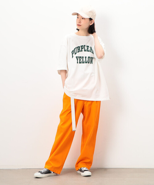 Purple&Yellow(パープルアンドイエロー)の「ロゴプリント ワイド半袖Tシャツ(Tシャツ/カットソー・メンズ・マルチ/ブラック/グリーン/ホワイト・SMALL/MEDIUM/LARGE)」の8枚目の写真