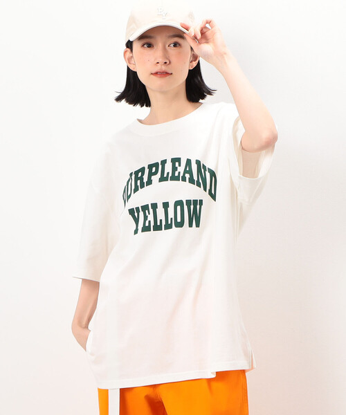 Purple&Yellow(パープルアンドイエロー)の「ロゴプリント ワイド半袖Tシャツ(Tシャツ/カットソー・メンズ・マルチ/ブラック/グリーン/ホワイト・SMALL/MEDIUM/LARGE)」の11枚目の写真