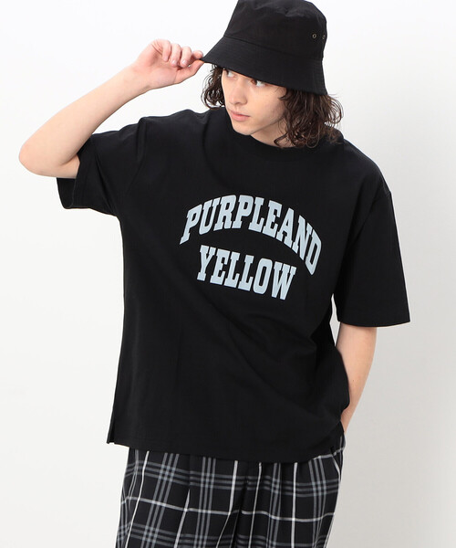 Purple&Yellow(パープルアンドイエロー)の「ロゴプリント ワイド半袖Tシャツ(Tシャツ/カットソー・メンズ・マルチ/ブラック/グリーン/ホワイト・SMALL/MEDIUM/LARGE)」の14枚目の写真