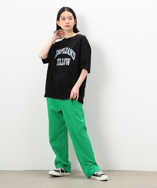 Purple&Yellow(パープルアンドイエロー)の「ロゴプリント ワイド半袖Tシャツ(Tシャツ/カットソー・メンズ・マルチ/ブラック/グリーン/ホワイト・SMALL/MEDIUM/LARGE)」の15枚目の写真