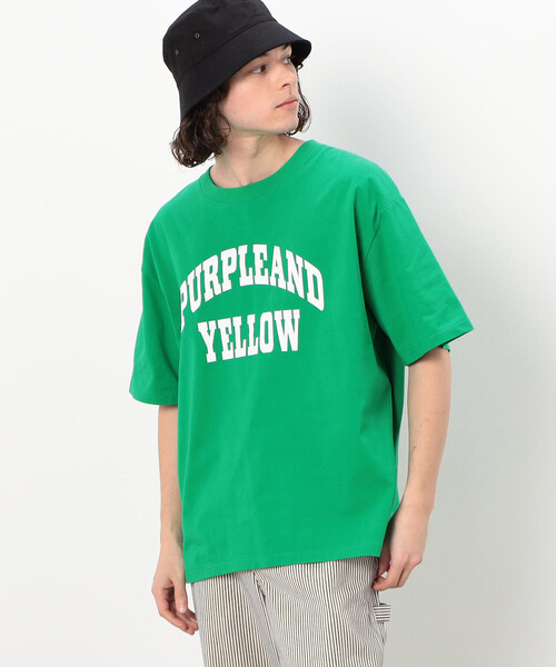 Purple&Yellow(パープルアンドイエロー)の「ロゴプリント ワイド半袖Tシャツ(Tシャツ/カットソー・メンズ・マルチ/ブラック/グリーン/ホワイト・SMALL/MEDIUM/LARGE)」の20枚目の写真