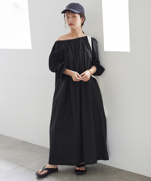 SLOBE IENA（スローブイエナ）の「タイプライターオフショルワンピース（ワンピース・レディース・サックスブルー/ブラック・38/36）」の10枚目の写真