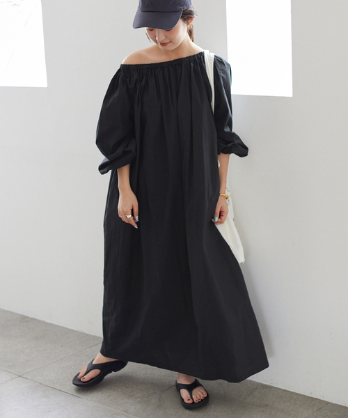 SLOBE IENA（スローブイエナ）の「タイプライターオフショルワンピース（ワンピース・レディース・サックスブルー/ブラック・38/36）」の11枚目の写真