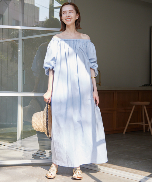 SLOBE IENA（スローブイエナ）の「タイプライターオフショルワンピース（ワンピース・レディース・サックスブルー/ブラック・38/36）」の18枚目の写真