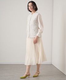 【美品】 アナイ 2021 リネン混 ツイルボタンレス ジレ ロング 38 美品】 アナイ 2021 リネン混 ツイルボタンレス ジレ ロング 38
