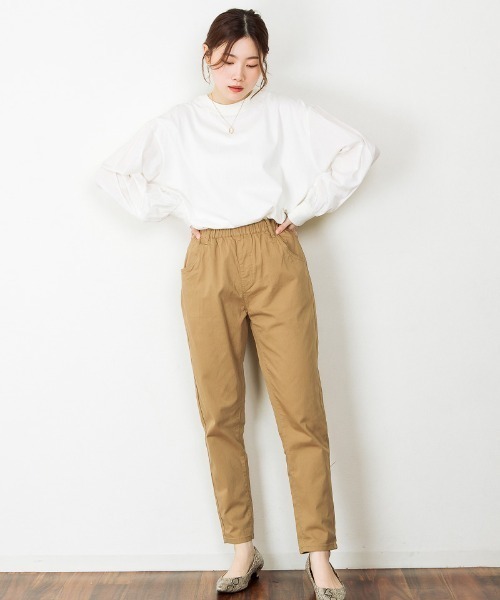 atONE(アットワン)の「atONE ウエストゴムテーパードツイルパンツ(その他パンツ・レディース・ブラック/カーキ/ベージュ・M/L/LL/3L/4L)」の14枚目の写真