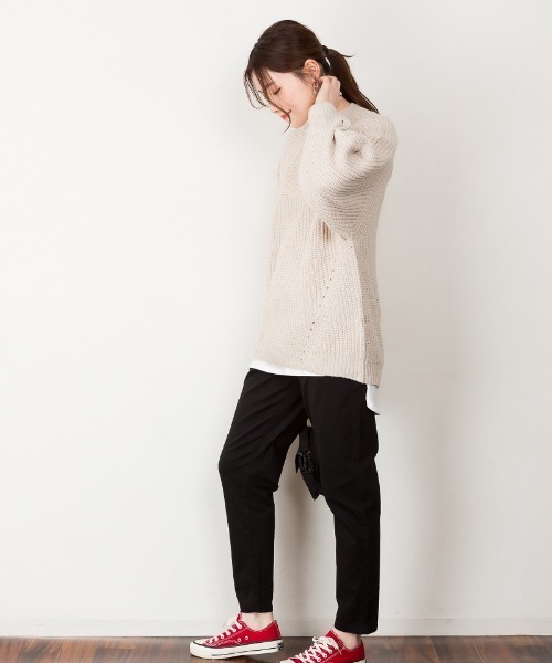 atONE(アットワン)の「atONE ウエストゴムテーパードツイルパンツ(その他パンツ・レディース・ブラック/カーキ/ベージュ・M/L/LL/3L/4L)」の9枚目の写真