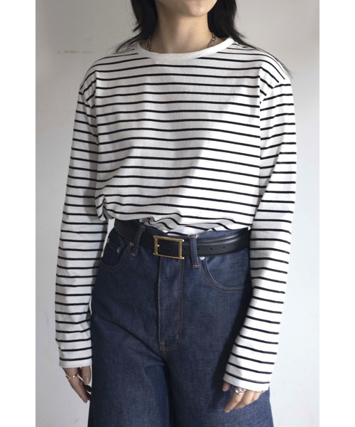 Yucca(ユッカ)の「ボーダーロンT(Tシャツ/カットソー・レディース・ブラック/オフホワイト/ピンク・FREE)」の2枚目の写真