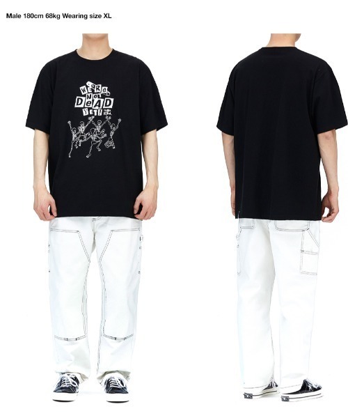 MAHAGRID(マハグリッド)の「『mahagrid/マハグリッド』HAPPY SKELETON TEE/ハッピースケルトン 半袖 カットソー(Tシャツ/カットソー・レディース・ホワイト/ブラック・XL/S/L/M)」の4枚目の写真
