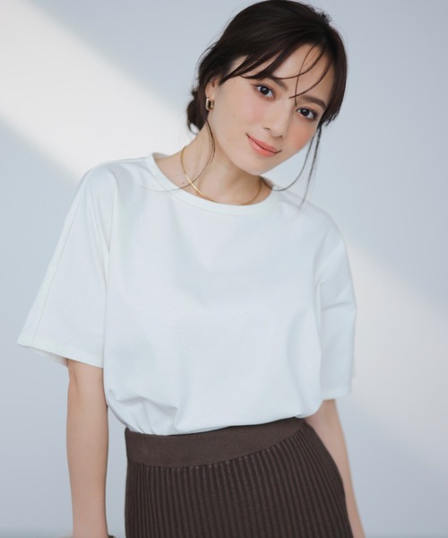 anuans(アニュアンス)の「ドルマンベーシックTシャツ(Tシャツ/カットソー・レディース・ピンク/ホワイト/ベージュ/ネイビー/グレー・FREE)」の2枚目の写真