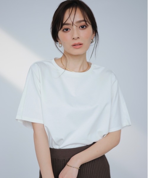 anuans(アニュアンス)の「ドルマンベーシックTシャツ(Tシャツ/カットソー・レディース・ピンク/ホワイト/ベージュ/ネイビー/グレー・FREE)」の6枚目の写真