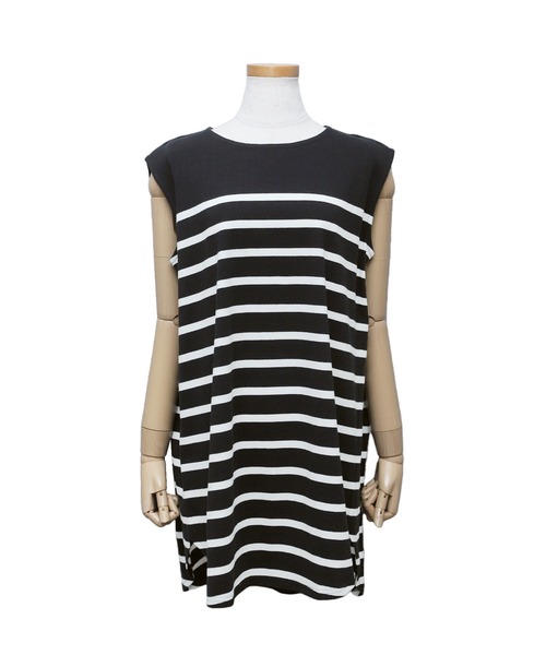 reca(レカ)の「ノースリーブボーダーカットソー(タンクトップ・レディース・グレイッシュベージュ/ブラック/オフホワイト/ラベンダー・M)」の21枚目の写真