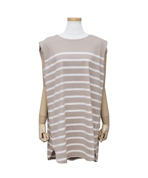 reca(レカ)の「ノースリーブボーダーカットソー(タンクトップ・レディース・グレイッシュベージュ/ブラック/オフホワイト/ラベンダー・M)」の19枚目の写真