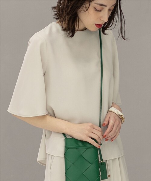 セットアップ対応フレアスリーブブラウス【洗濯機洗い可/イージーケア/ストレッチ】