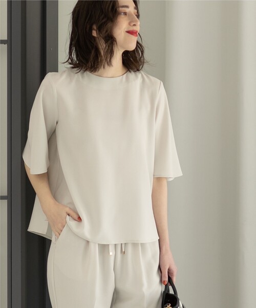 セットアップ対応フレアスリーブブラウス【洗濯機洗い可/イージーケア/ストレッチ】