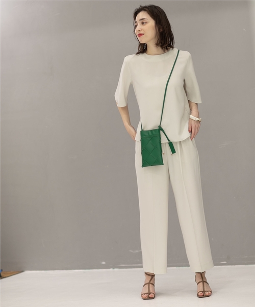 セットアップ対応フレアスリーブブラウス【洗濯機洗い可/イージーケア/ストレッチ】