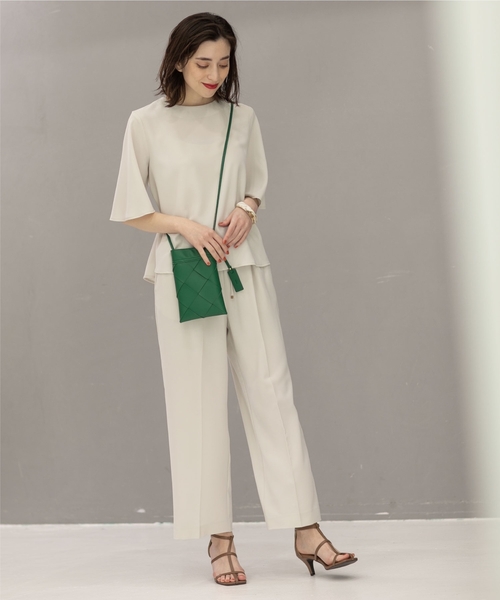 セットアップ対応フレアスリーブブラウス【洗濯機洗い可/イージーケア/ストレッチ】