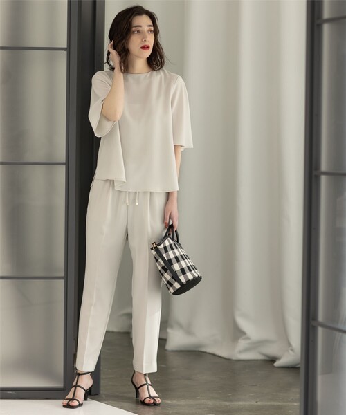 セットアップ対応フレアスリーブブラウス【洗濯機洗い可/イージーケア/ストレッチ】