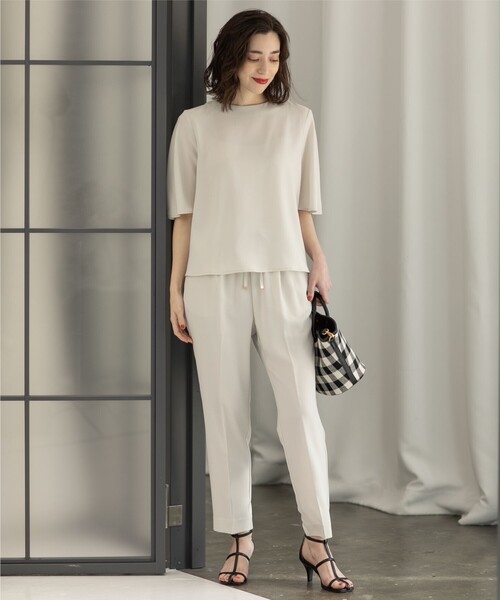 セットアップ対応フレアスリーブブラウス【洗濯機洗い可/イージーケア/ストレッチ】