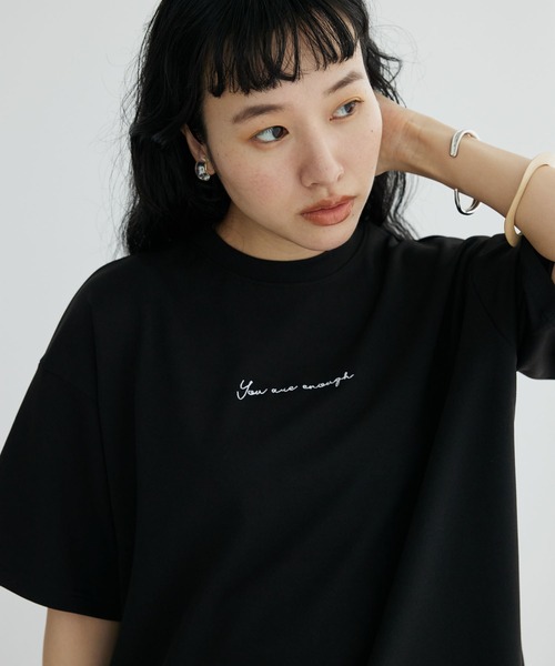 CRAFT STANDARD BOUTIQUE(クラフトスタンダードブティック)の「梨地カット刺繍TEE(Tシャツ/カットソー・レディース・ブルー/ブラック/ライトグレー・M/L/XL)」の2枚目の写真