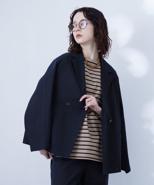 J.PRESS YORK STREET(ジェイプレスヨークストリート)の「【WOMEN】コットンリネン ジャケット(テーラードジャケット・レディース・ベージュ系1/ネイビー系・F)」の2枚目の写真