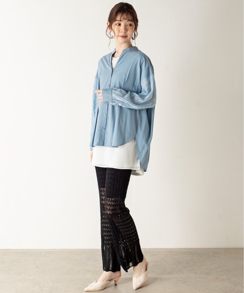 MILLION CARATS（ミリオンカラッツ）の「透け感が爽やかな印象を与えるオープンワークニットパンツ（その他パンツ・レディース・ブラック/ベージュ/ライトグリーン・FREE）」の8枚目の写真