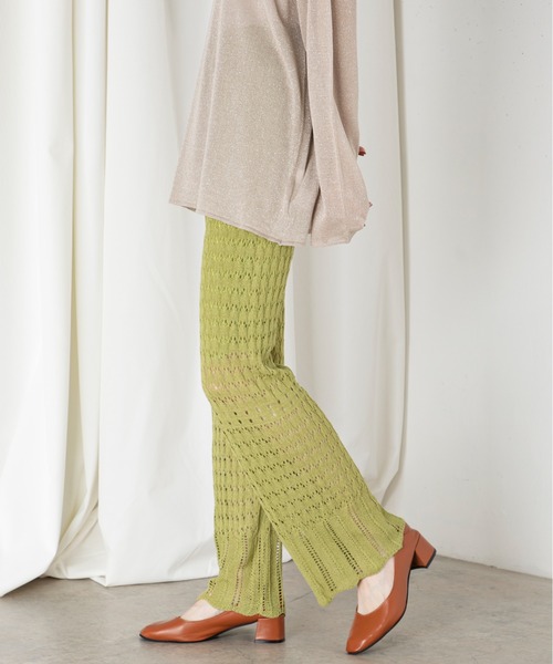 MILLION CARATS（ミリオンカラッツ）の「透け感が爽やかな印象を与えるオープンワークニットパンツ（その他パンツ・レディース・ブラック/ベージュ/ライトグリーン・FREE）」の14枚目の写真