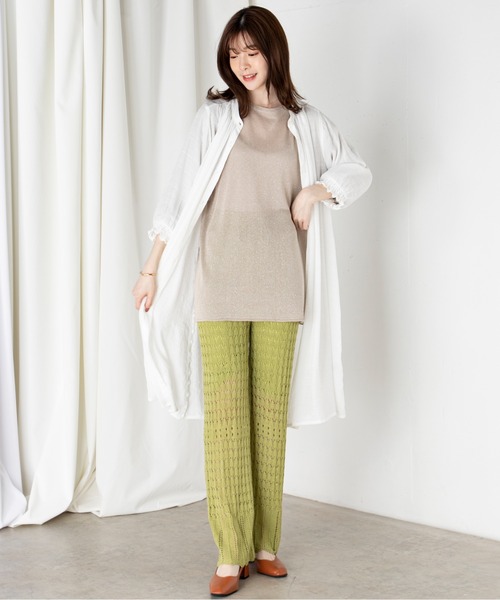MILLION CARATS（ミリオンカラッツ）の「透け感が爽やかな印象を与えるオープンワークニットパンツ（その他パンツ・レディース・ブラック/ベージュ/ライトグリーン・FREE）」の16枚目の写真