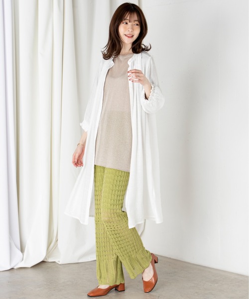 MILLION CARATS（ミリオンカラッツ）の「透け感が爽やかな印象を与えるオープンワークニットパンツ（その他パンツ・レディース・ブラック/ベージュ/ライトグリーン・FREE）」の20枚目の写真