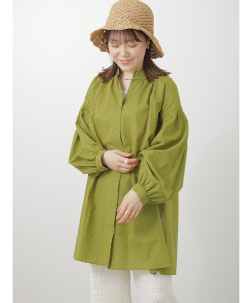 ehka sopo（エヘカソポ）の「ボリュームスリーブチュニック（チュニック・レディース・オフホワイト/ブラック/グリーン・ﾌﾘ-）」の8枚目の写真