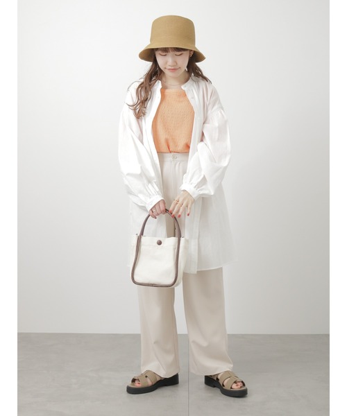 ehka sopo（エヘカソポ）の「ボリュームスリーブチュニック（チュニック・レディース・オフホワイト/ブラック/グリーン・ﾌﾘ-）」の12枚目の写真