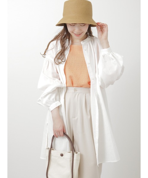 ehka sopo（エヘカソポ）の「ボリュームスリーブチュニック（チュニック・レディース・オフホワイト/ブラック/グリーン・ﾌﾘ-）」の15枚目の写真