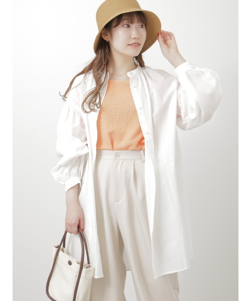 ehka sopo（エヘカソポ）の「ボリュームスリーブチュニック（チュニック・レディース・オフホワイト/ブラック/グリーン・ﾌﾘ-）」の16枚目の写真