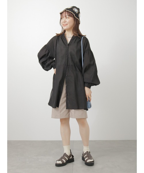 ehka sopo（エヘカソポ）の「ボリュームスリーブチュニック（チュニック・レディース・オフホワイト/ブラック/グリーン・ﾌﾘ-）」の21枚目の写真