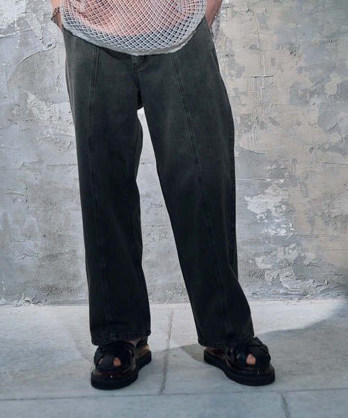 HARE グラデーションデニムワイドパンツ M ブラック HARE（ハレ）の「グラデーションデニムワイドパンツ(HARE
