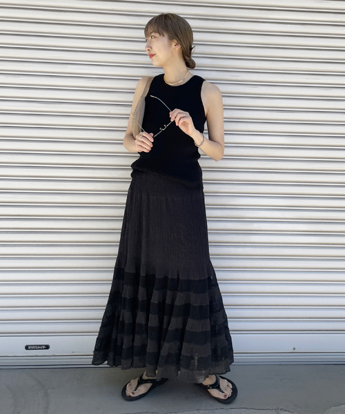 plage（プラージュ）の「クレープティアードスカート NEW（スカート・レディース・ブラック/アイボリー・FREE）」の4枚目の写真