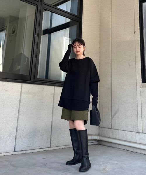 AGAWD(アガウド)の「AGAWD レイヤードトップス(Tシャツ/カットソー・レディース・ブラック/アイボリー・FREE)」の9枚目の写真