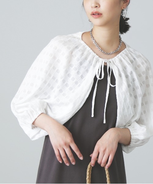 FREE'S MART（フリーズマート）の「◆ボリューム袖カットソーボレロ（カーディガン/ボレロ・レディース・イエロー/ホワイト/ブラック・FREE）」の2枚目の写真