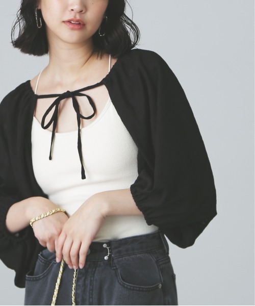 FREE'S MART（フリーズマート）の「◆ボリューム袖カットソーボレロ（カーディガン/ボレロ・レディース・イエロー/ホワイト/ブラック・FREE）」の3枚目の写真