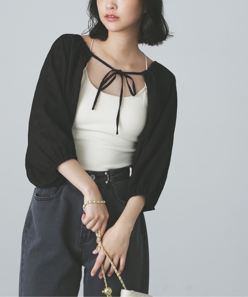 FREE'S MART（フリーズマート）の「◆ボリューム袖カットソーボレロ（カーディガン/ボレロ・レディース・イエロー/ホワイト/ブラック・FREE）」の12枚目の写真