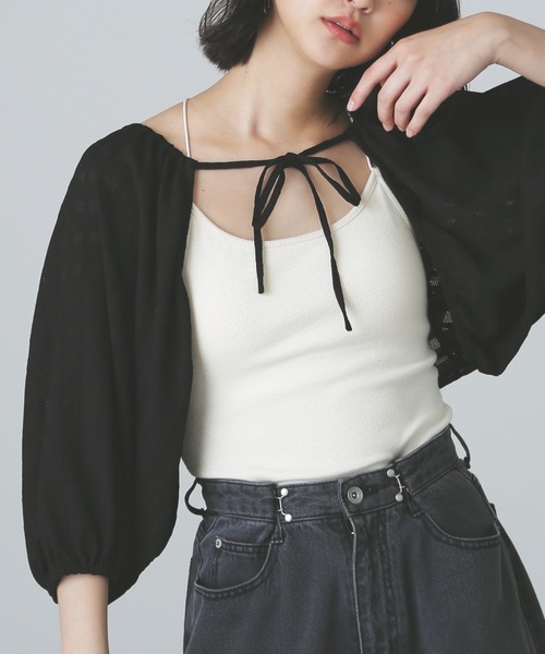 FREE'S MART（フリーズマート）の「◆ボリューム袖カットソーボレロ（カーディガン/ボレロ・レディース・イエロー/ホワイト/ブラック・FREE）」の13枚目の写真