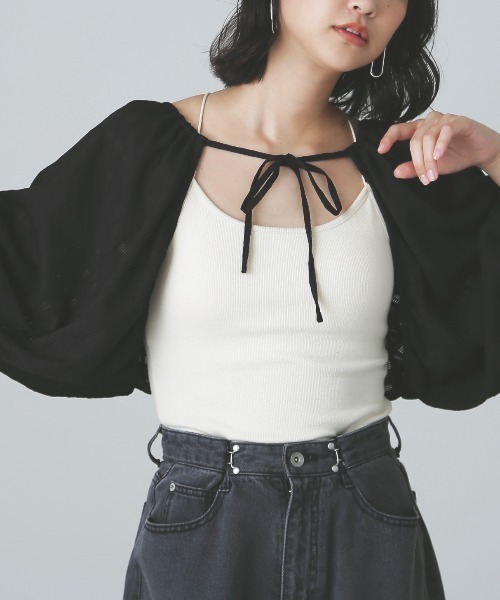 FREE'S MART（フリーズマート）の「◆ボリューム袖カットソーボレロ（カーディガン/ボレロ・レディース・イエロー/ホワイト/ブラック・FREE）」の14枚目の写真